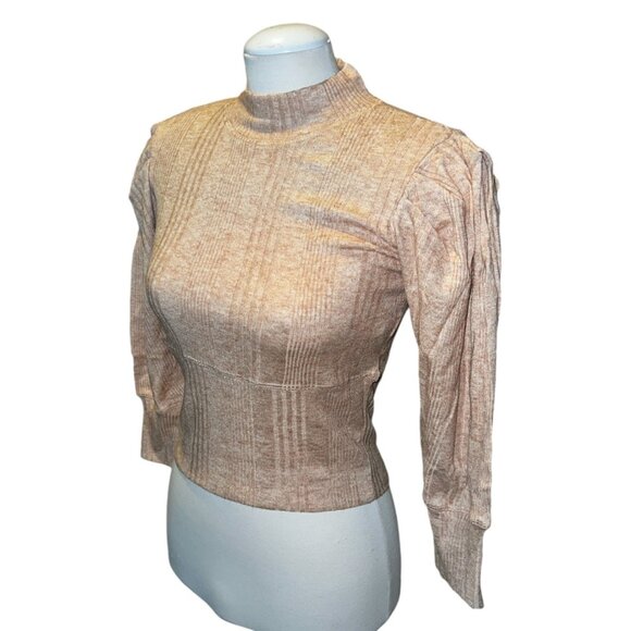 Band of the Free NWT Mock Neck Ribbed Long Sleeve Sweater Sz L Womens Beige - Picture 7 of 11